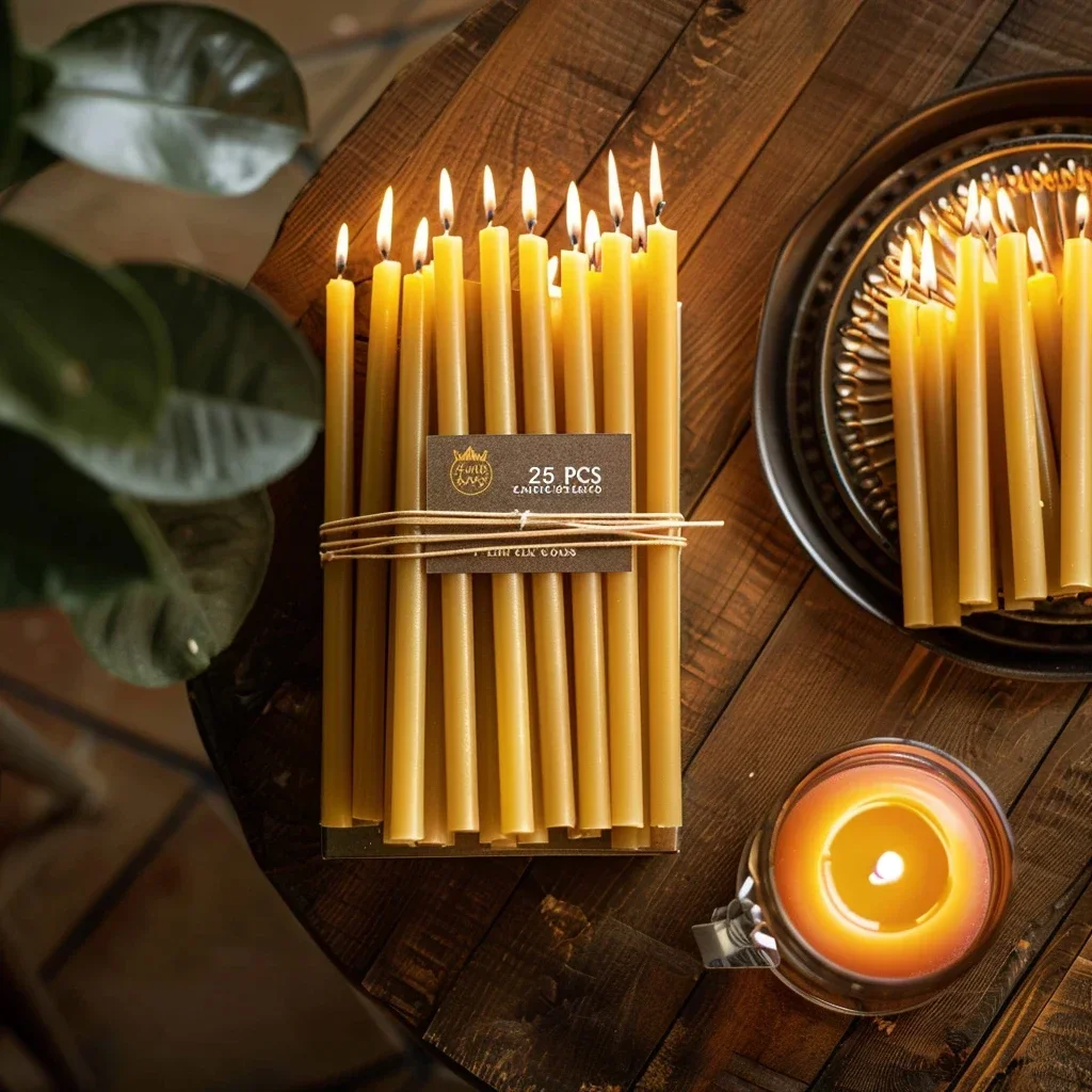 Beeswax Wrap Reusable - 25 SZTUK/1 PAKIET Świeca chanukowa Naturalny