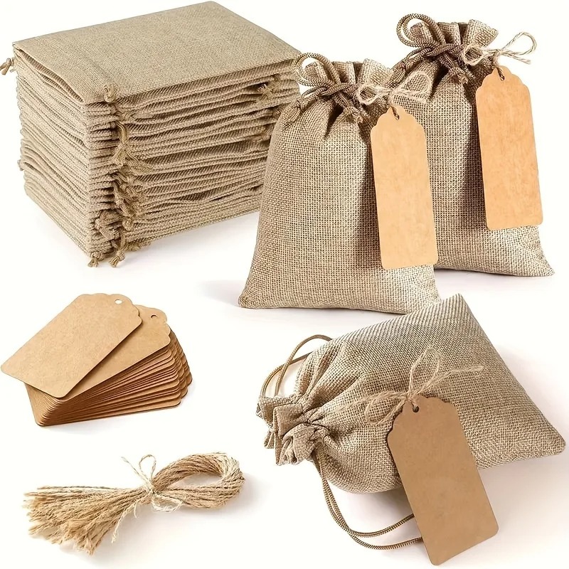 Linen Bag Bulk - Zestaw lnianych woreczków 21/51 szt., wielorazowe